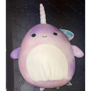 KellyToy 8" Squishmallows Plush - New - Nabila the Narwhal Purple tie dye